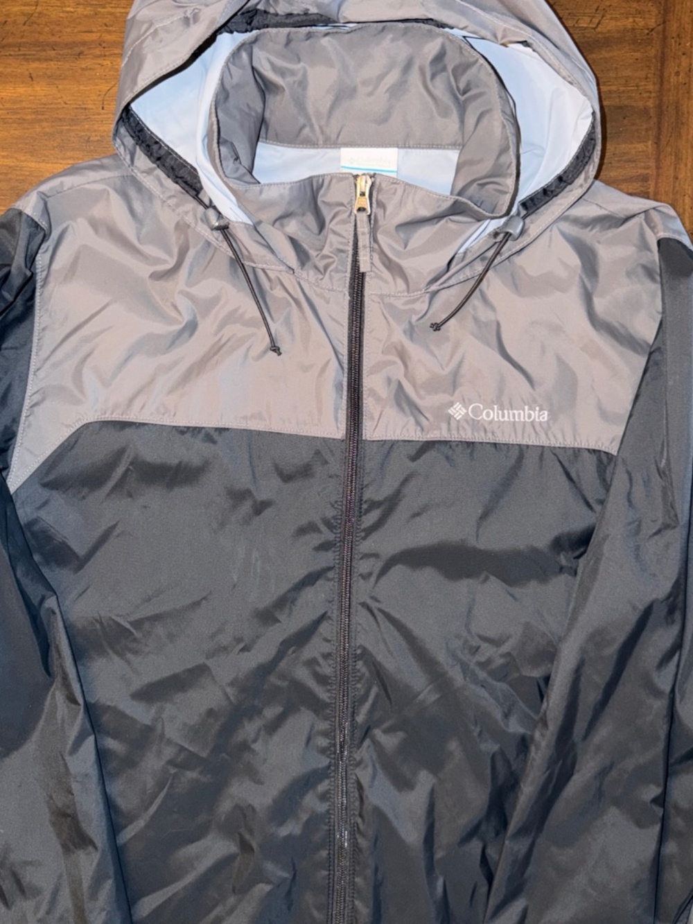 COLUMBIA Men's Jacket Long Sleeve Hooded Black Gray Color Lightweight.Size L